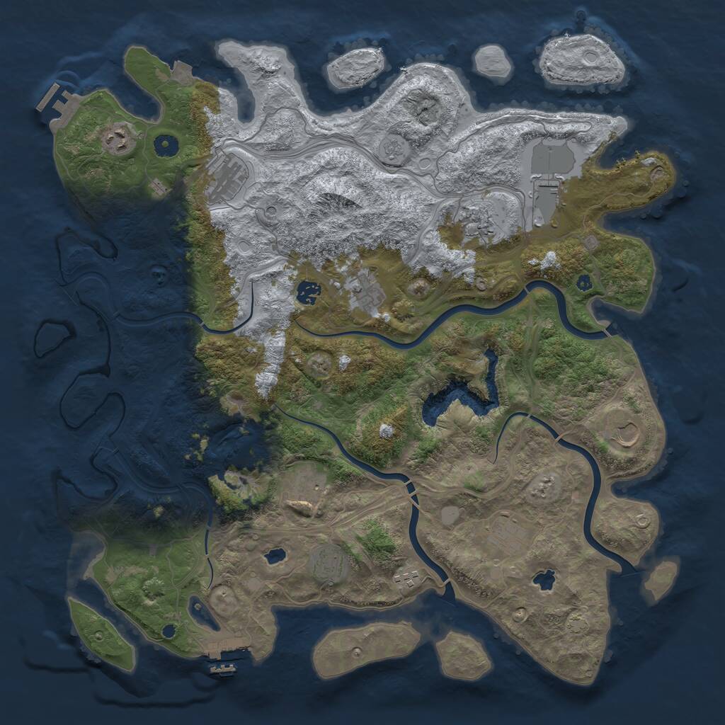 Rust Map: Procedural Map, Size: 4500, Seed: 136703676, 17 Monuments