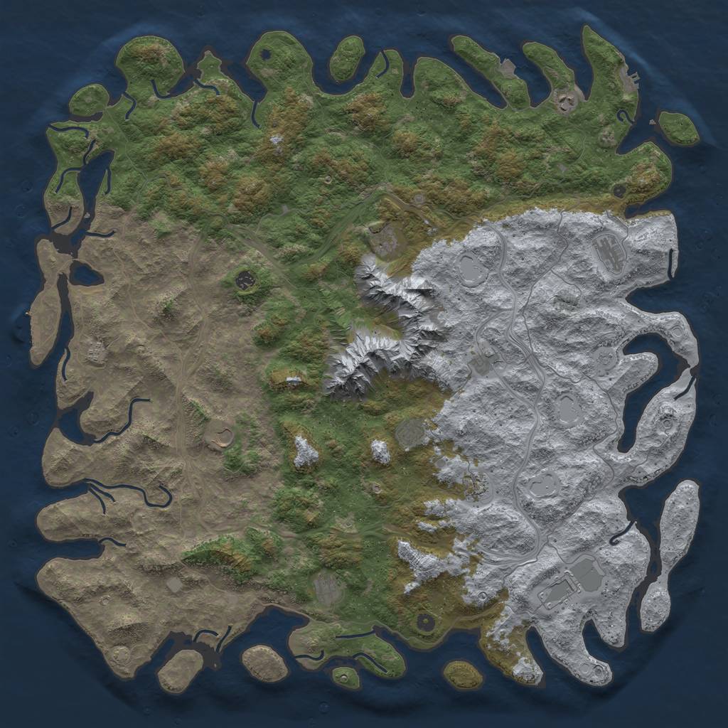 Rust Map: Procedural Map, Size: 6000, Seed: 6875, 19 Monuments