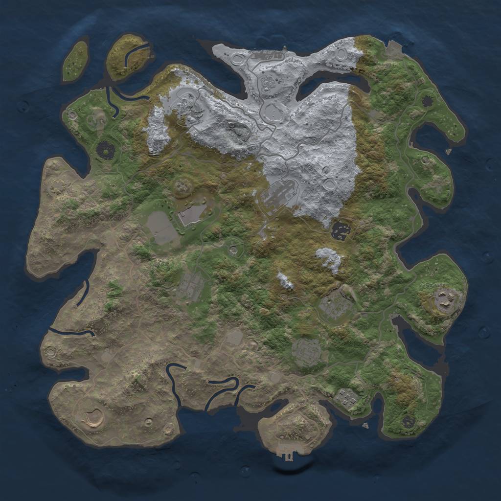 Rust Map: Procedural Map, Size: 4000, Seed: 1265664094, 18 Monuments