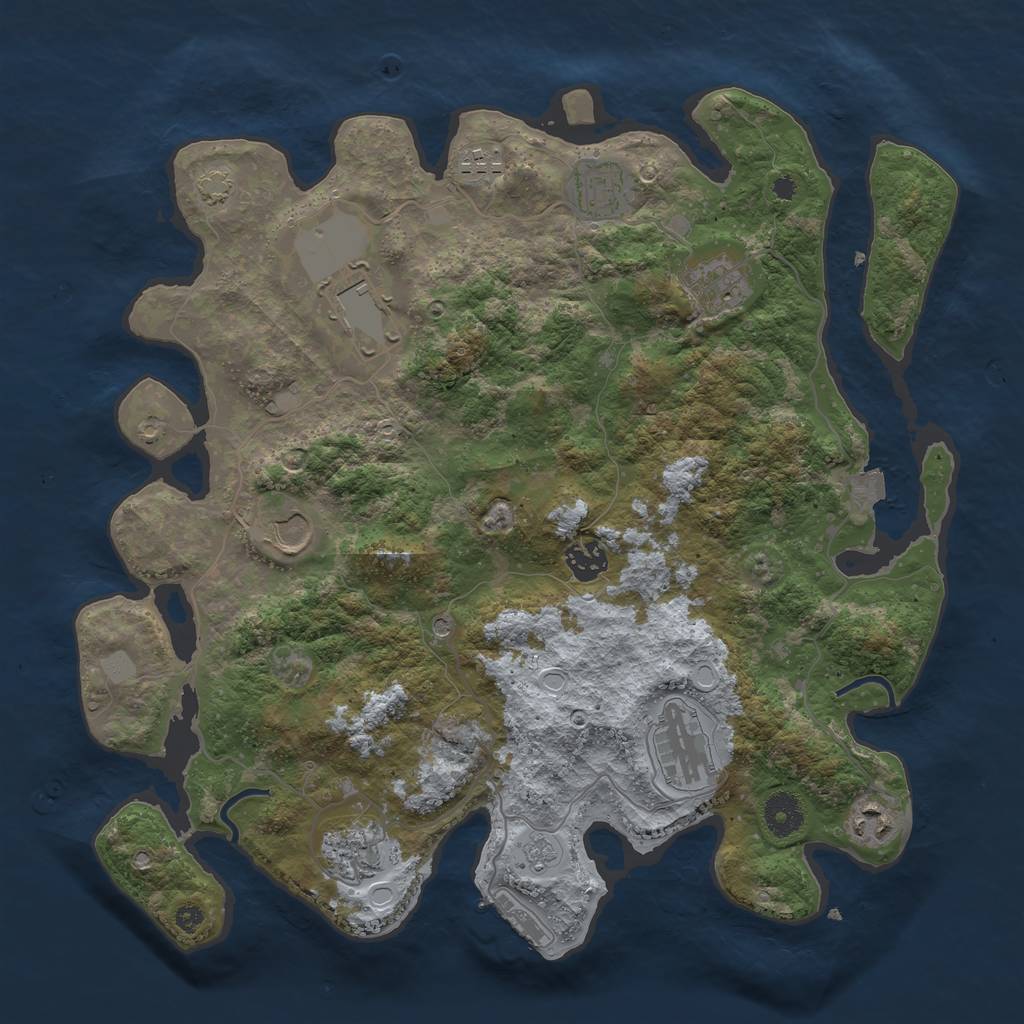 Rust Map: Procedural Map, Size: 3750, Seed: 23090721, 16 Monuments