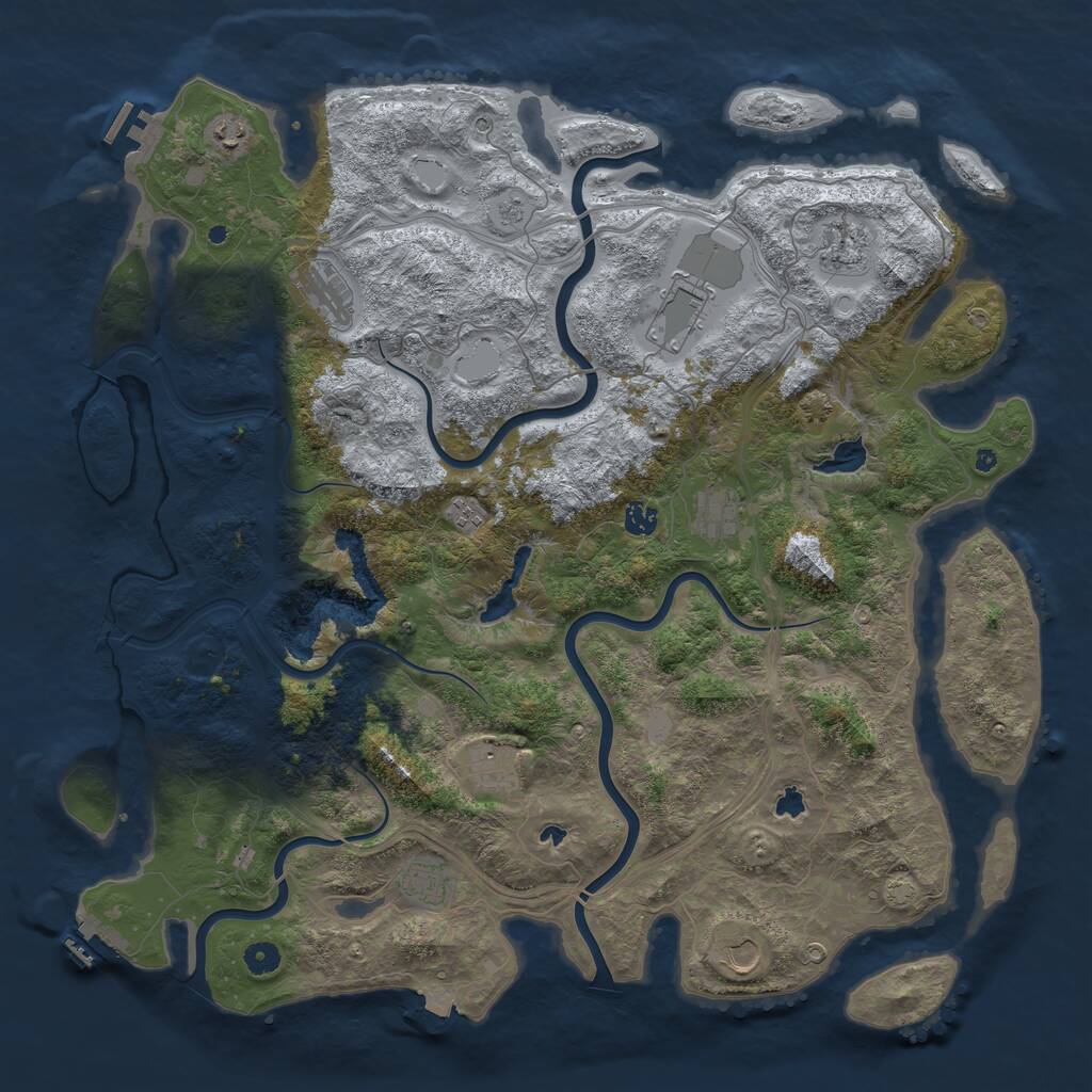 Rust Map: Procedural Map, Size: 4800, Seed: 1070064659, 16 Monuments
