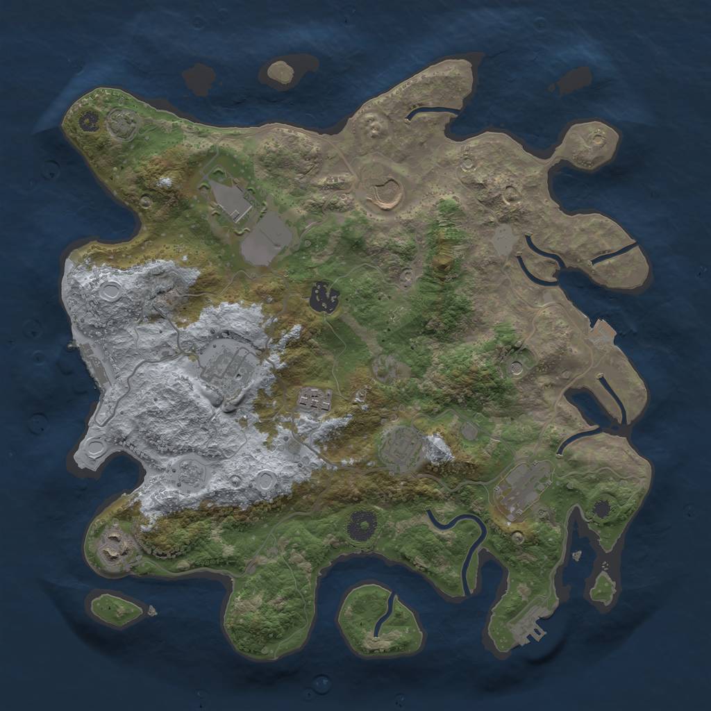 Rust Map: Procedural Map, Size: 3500, Seed: 47836407, 16 Monuments