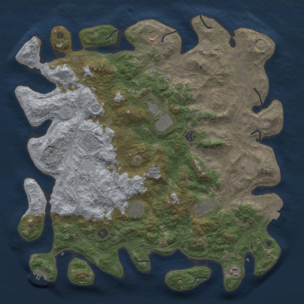 Rust Map: Procedural Map, Size: 4500, Seed: 636096374, 17 Monuments