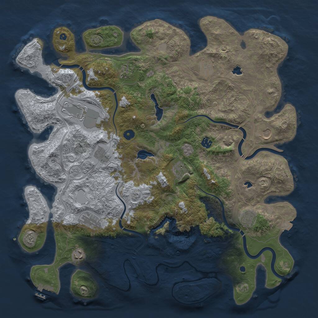 Rust Map: Procedural Map, Size: 4500, Seed: 636096374, 16 Monuments