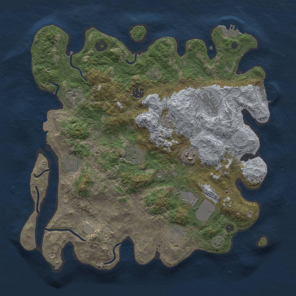 Rust Map: Procedural Map, Size: 3750, Seed: 1328759747, 16 Monuments