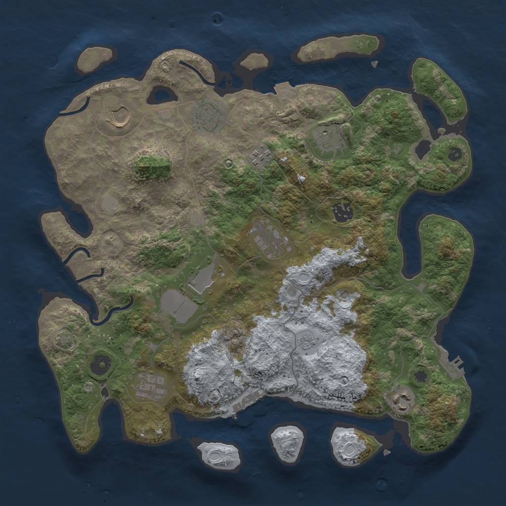 Rust Map: Procedural Map, Size: 3700, Seed: 1075046658, 17 Monuments