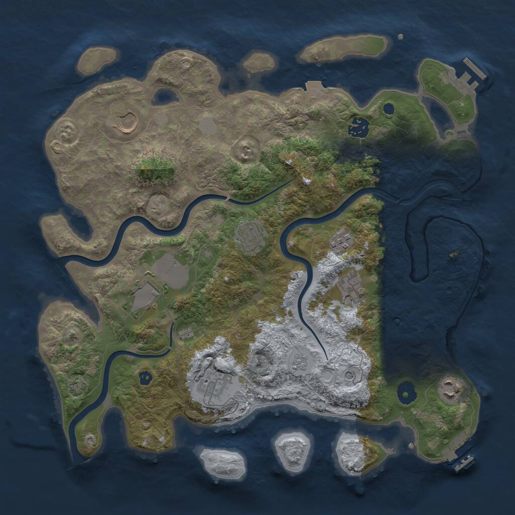 Rust Map: Procedural Map, Size: 3700, Seed: 1075046658, 14 Monuments