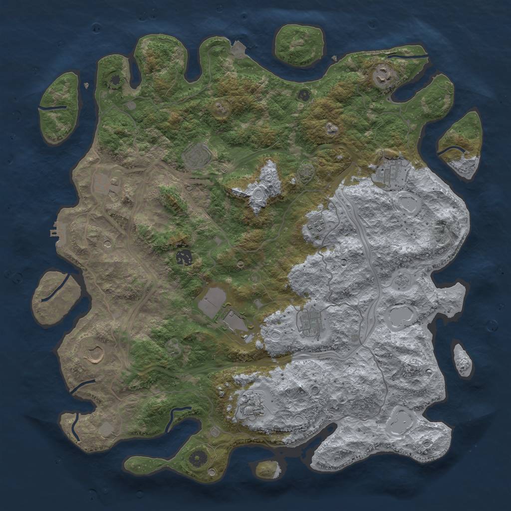 Rust Map: Procedural Map, Size: 4500, Seed: 1043327813, 17 Monuments
