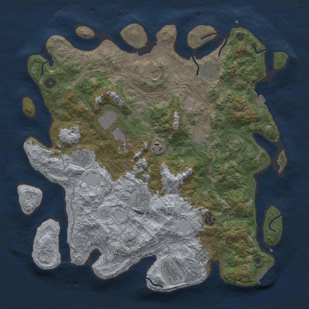Rust Map: Procedural Map, Size: 4250, Seed: 1040987713, 17 Monuments