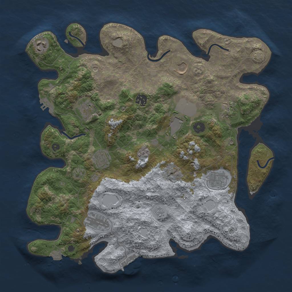 Rust Map: Procedural Map, Size: 3750, Seed: 6204511, 18 Monuments
