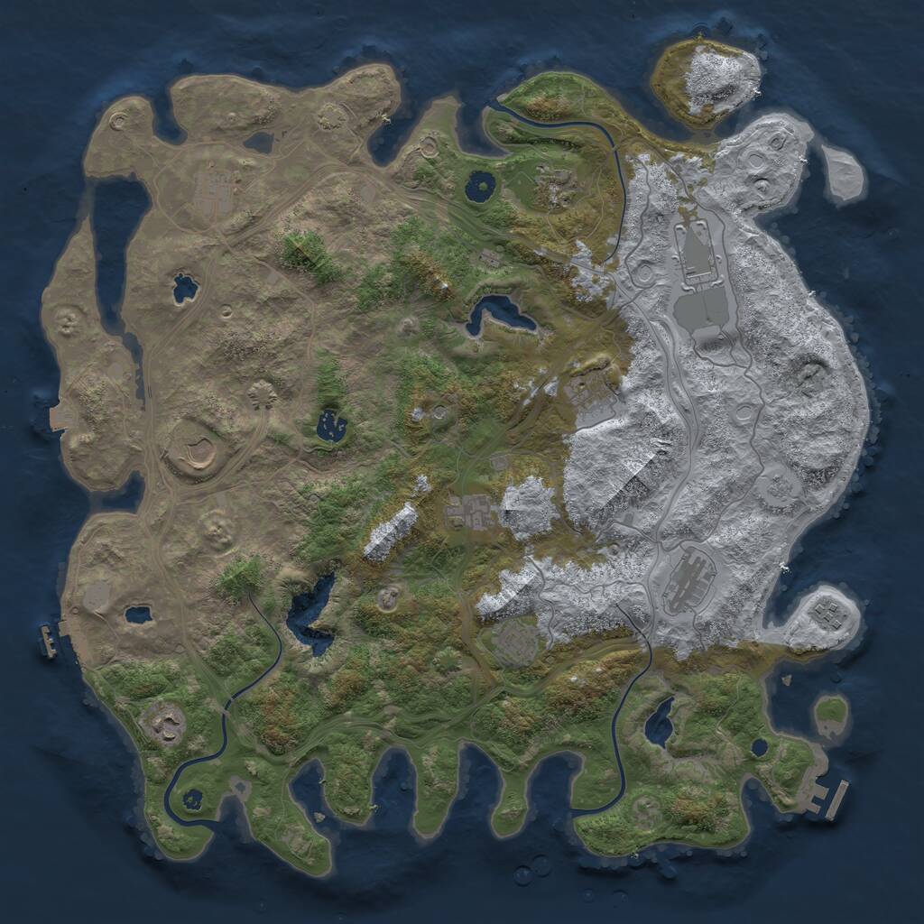 Rust Map: Procedural Map, Size: 4500, Seed: 264015490, 17 Monuments
