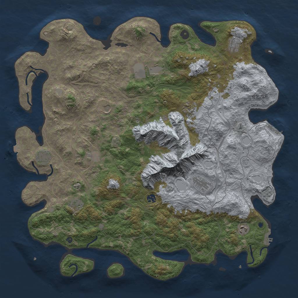 Rust Map: Procedural Map, Size: 5000, Seed: 1353310425, 19 Monuments