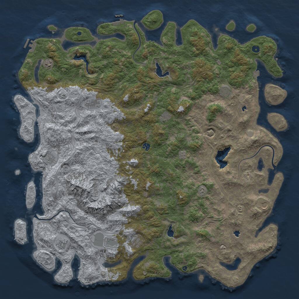 Rust Map: Procedural Map, Size: 6000, Seed: 415130388, 17 Monuments