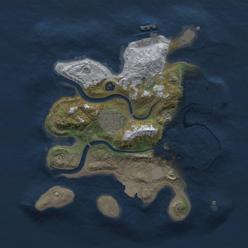 Rust Map: Procedural Map, Size: 2500, Seed: 873278, 5 Monuments