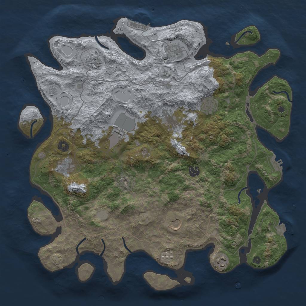 Rust Map: Procedural Map, Size: 4050, Seed: 918395311, 18 Monuments