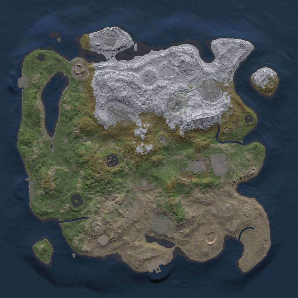 Rust Map: Procedural Map, Size: 3500, Seed: 3472425, 17 Monuments