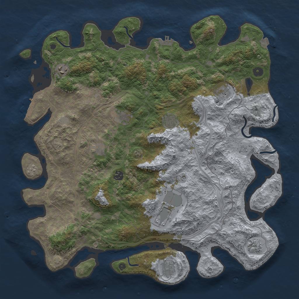 Rust Map: Procedural Map, Size: 4500, Seed: 28524709, 18 Monuments