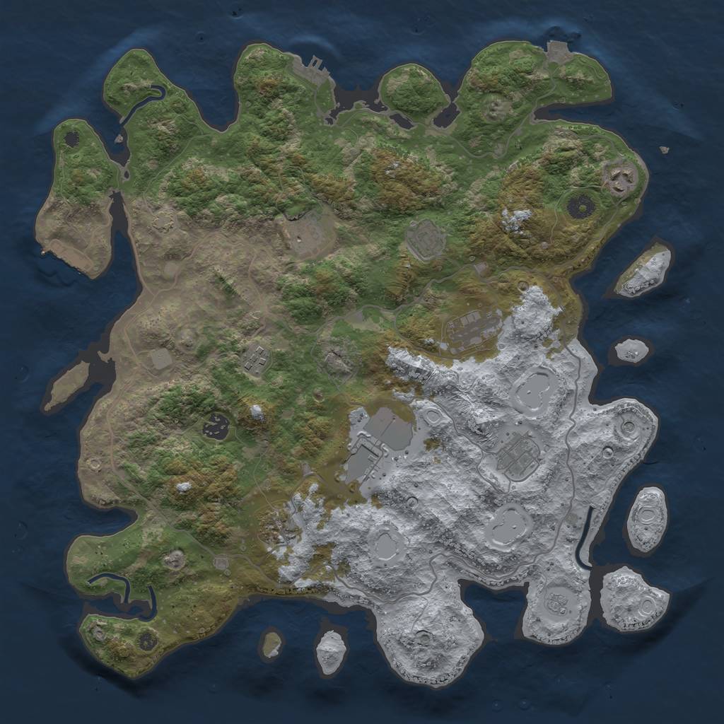 Rust Map: Procedural Map, Size: 4149, Seed: 1678, 17 Monuments