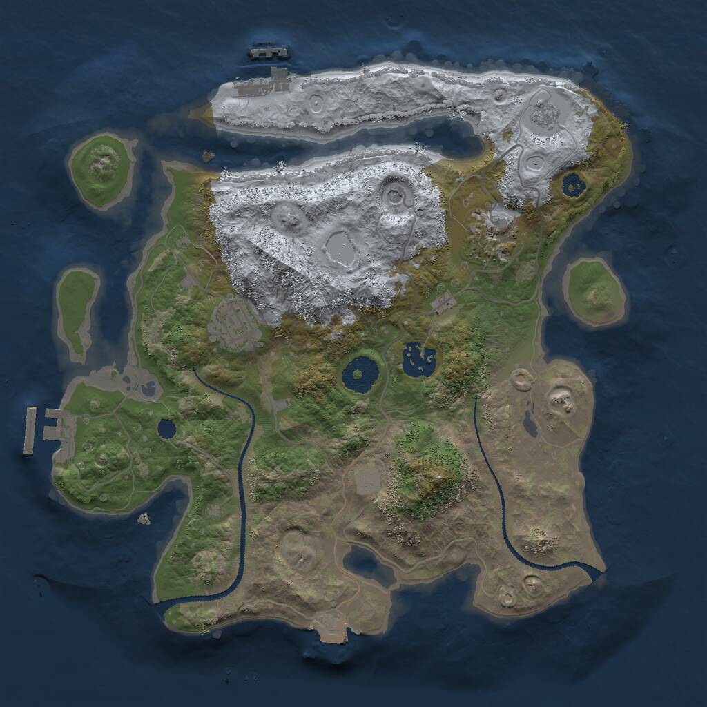 Rust Map: Procedural Map, Size: 3000, Seed: 2004, 8 Monuments