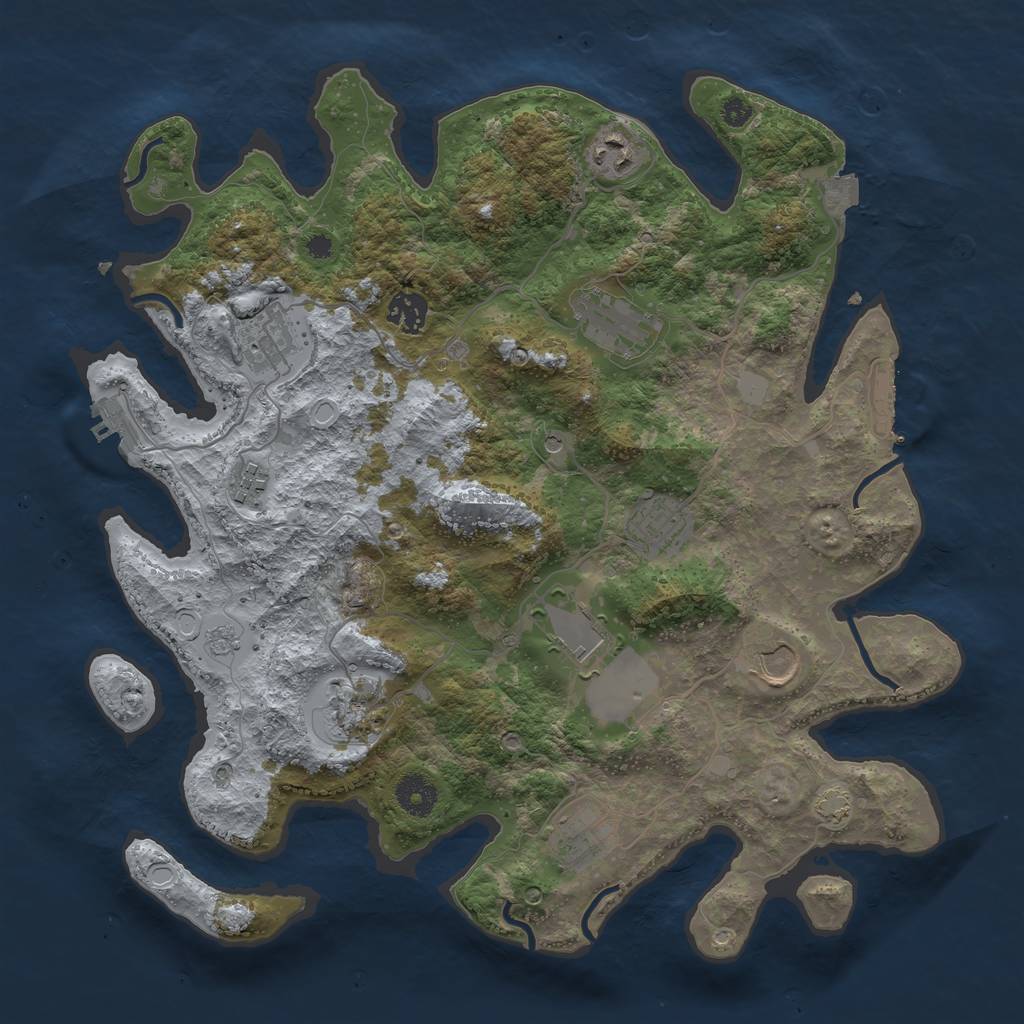 Rust Map: Procedural Map, Size: 3700, Seed: 833225878, 18 Monuments