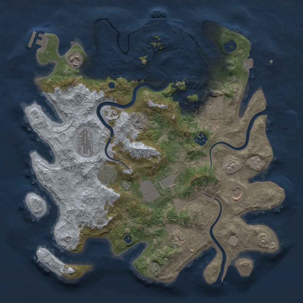Rust Map: Procedural Map, Size: 3700, Seed: 833225878, 15 Monuments