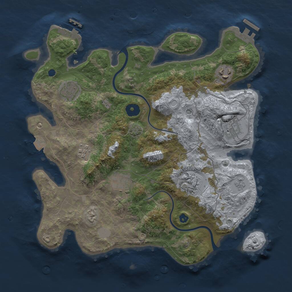 Rust Map: Procedural Map, Size: 3250, Seed: 287931334, 12 Monuments