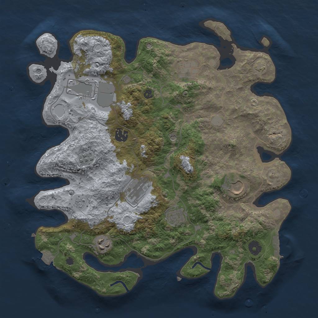 Rust Map: Procedural Map, Size: 3500, Seed: 673772198, 15 Monuments