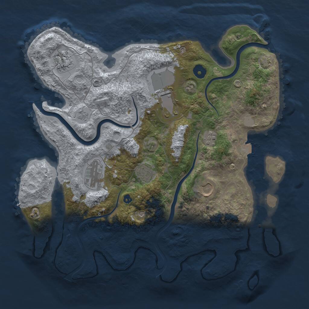 Rust Map: Procedural Map, Size: 3500, Seed: 299974344, 10 Monuments