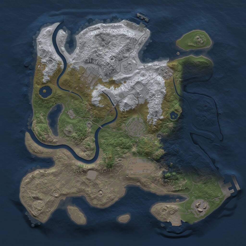 Rust Map: Procedural Map, Size: 3000, Seed: 2117725432, 11 Monuments