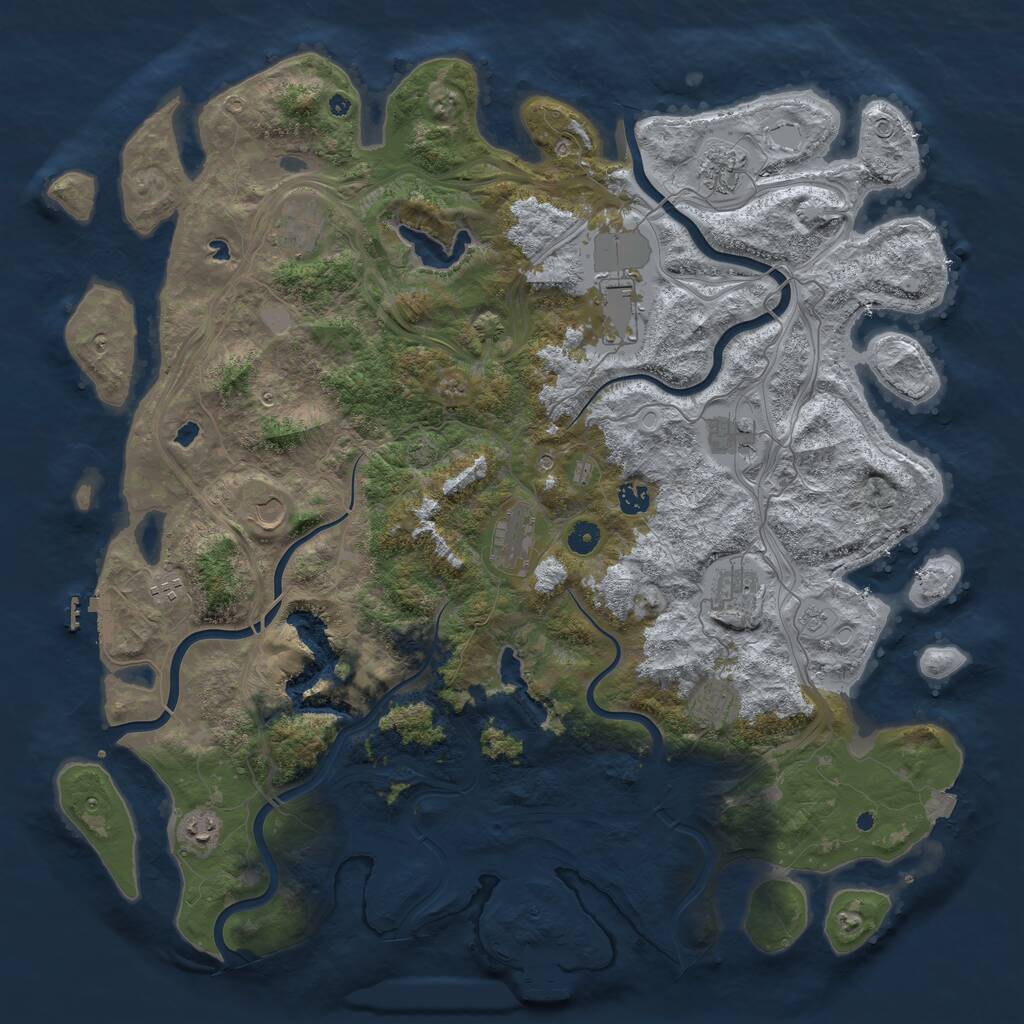 Rust Map: Procedural Map, Size: 4800, Seed: 1159230677, 17 Monuments