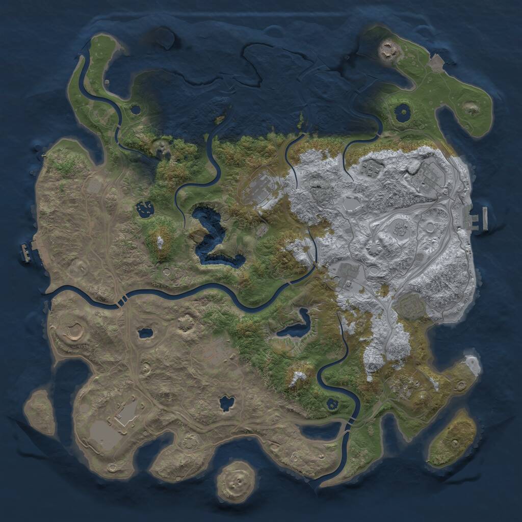 Rust Map: Procedural Map, Size: 4500, Seed: 965543223, 17 Monuments