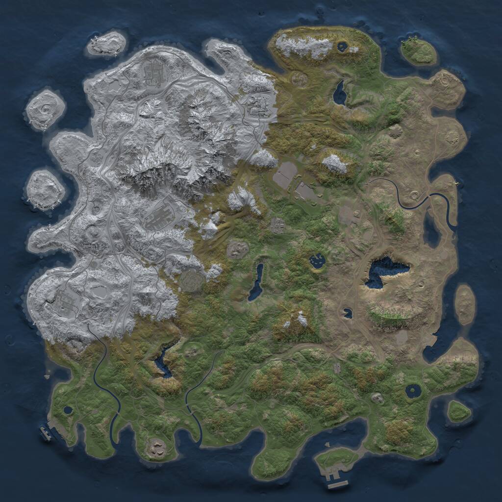 Rust Map: Procedural Map, Size: 5000, Seed: 1679480890, 16 Monuments