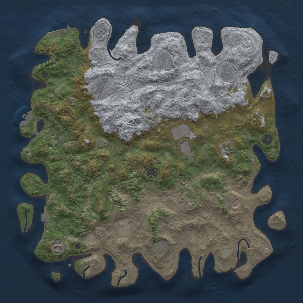 Rust Map: Procedural Map, Size: 4500, Seed: 1786044495, 19 Monuments