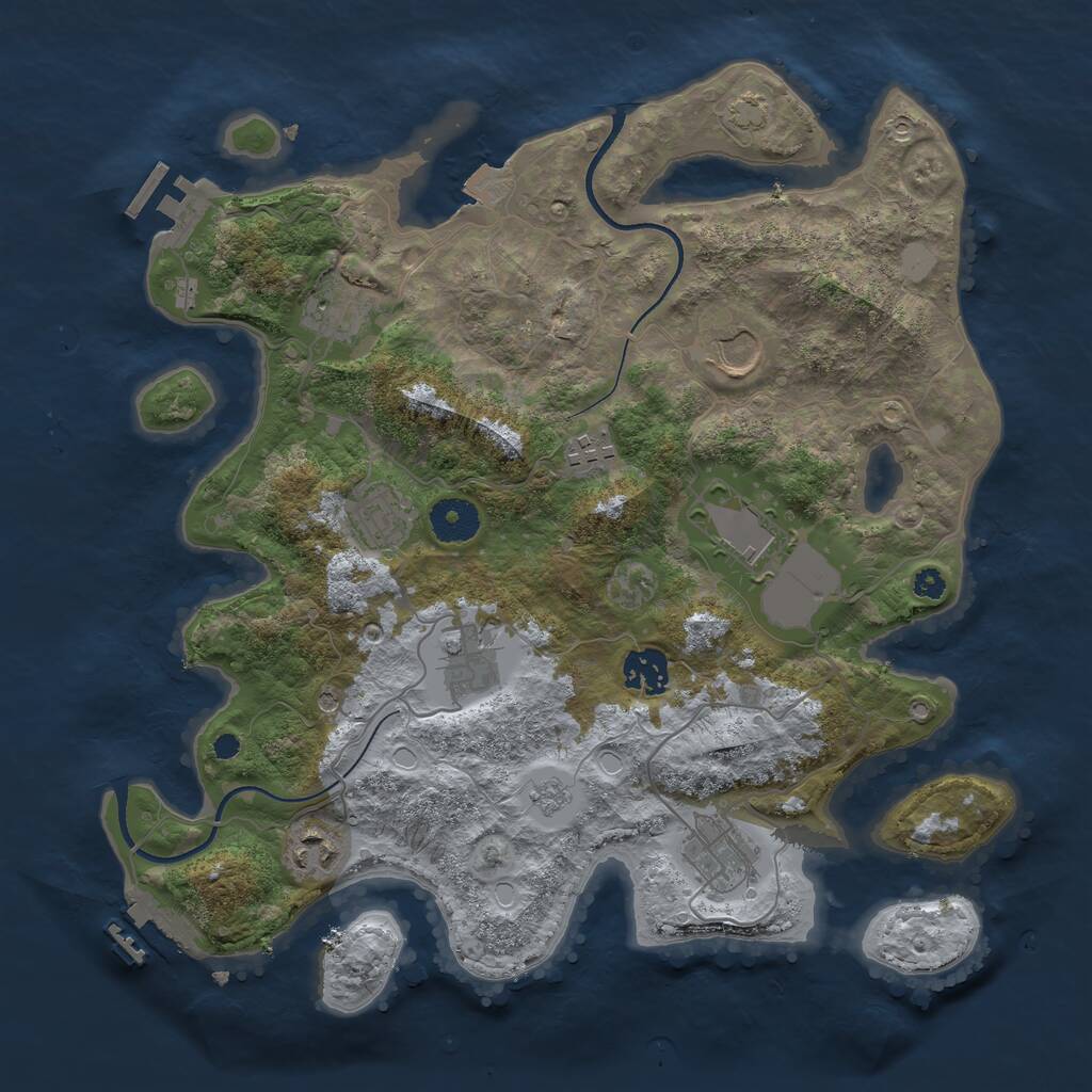 Rust Map: Procedural Map, Size: 3500, Seed: 202998533, 15 Monuments