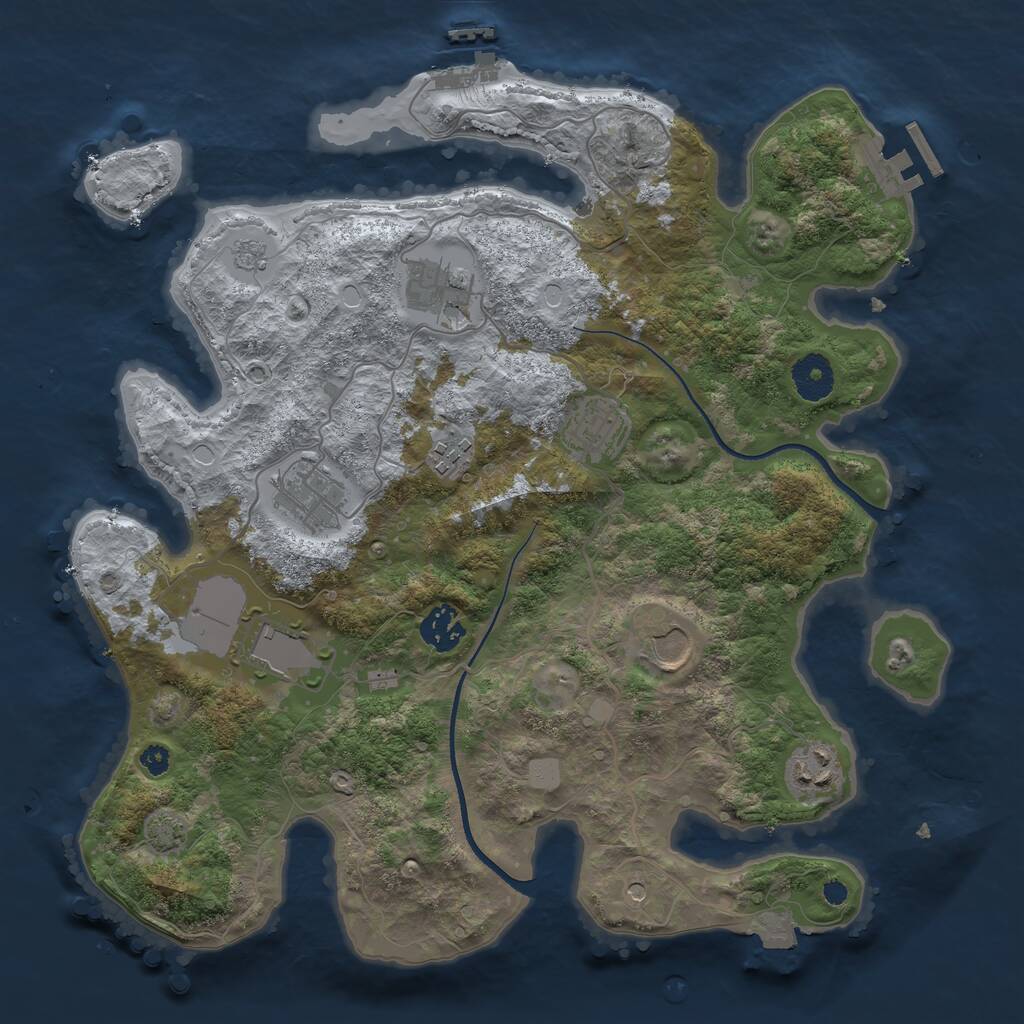 Rust Map: Procedural Map, Size: 3500, Seed: 741893515, 14 Monuments