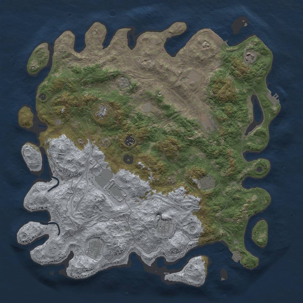 Rust Map: Procedural Map, Size: 4500, Seed: 45861, 18 Monuments