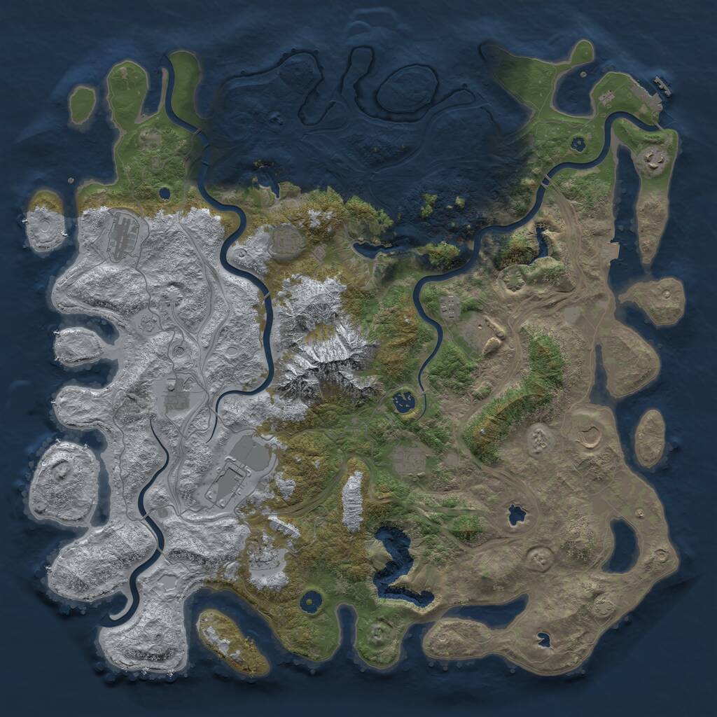 Rust Map: Procedural Map, Size: 5000, Seed: 1200250191, 16 Monuments