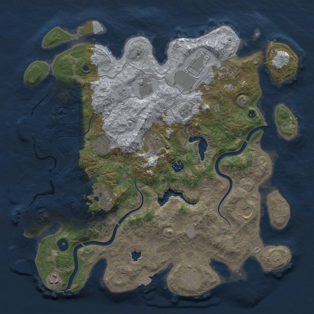 Rust Map: Procedural Map, Size: 4000, Seed: 1110469197, 17 Monuments
