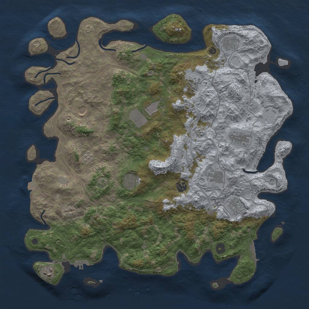 Rust Map: Procedural Map, Size: 4500, Seed: 735174481, 19 Monuments
