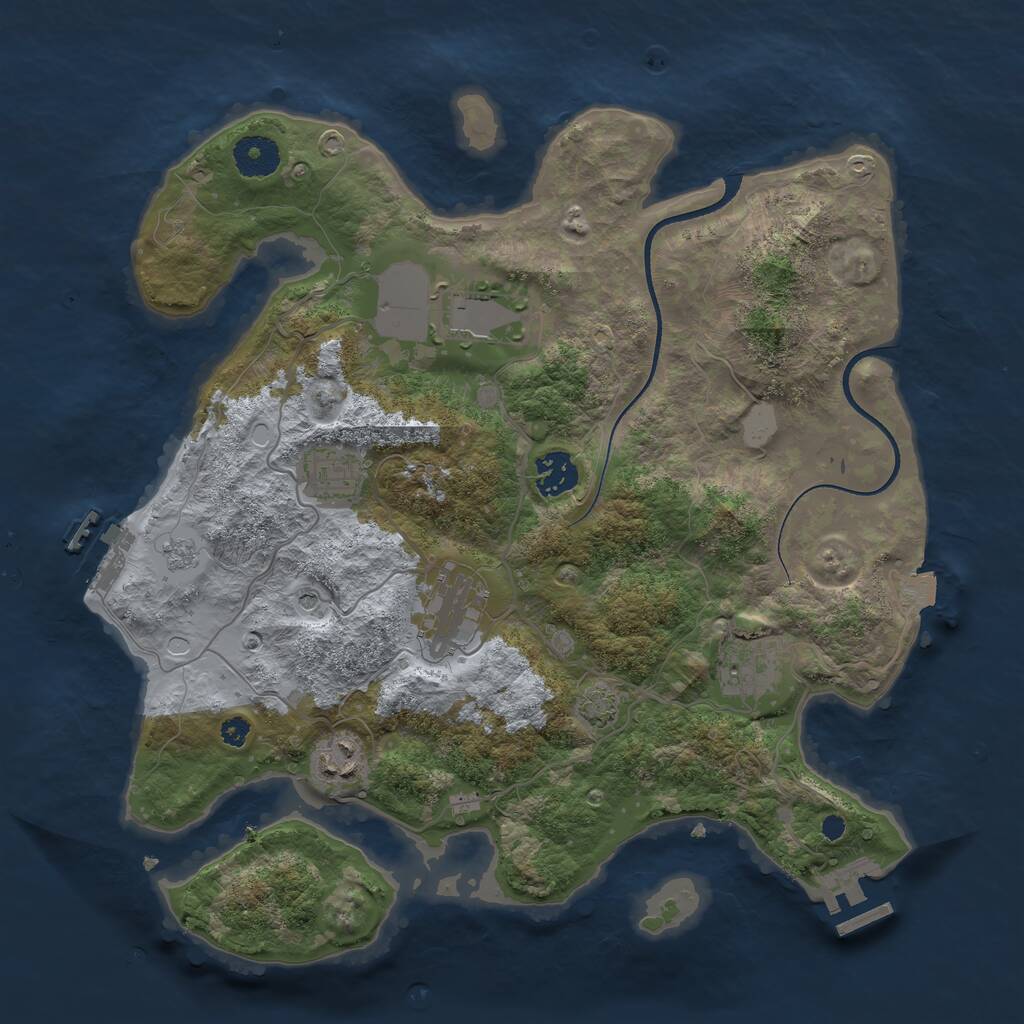 Rust Map: Procedural Map, Size: 3500, Seed: 777044514, 12 Monuments