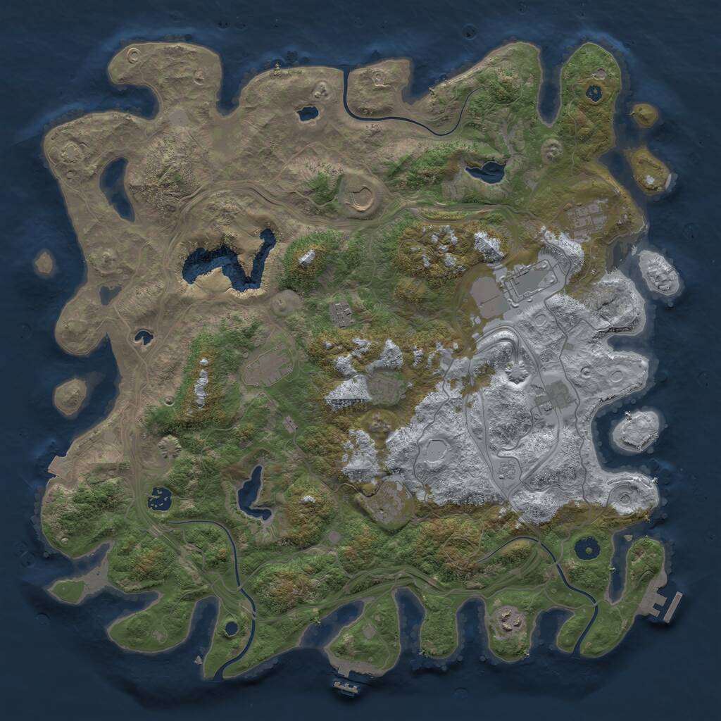 Rust Map: Procedural Map, Size: 4500, Seed: 1873480491, 16 Monuments