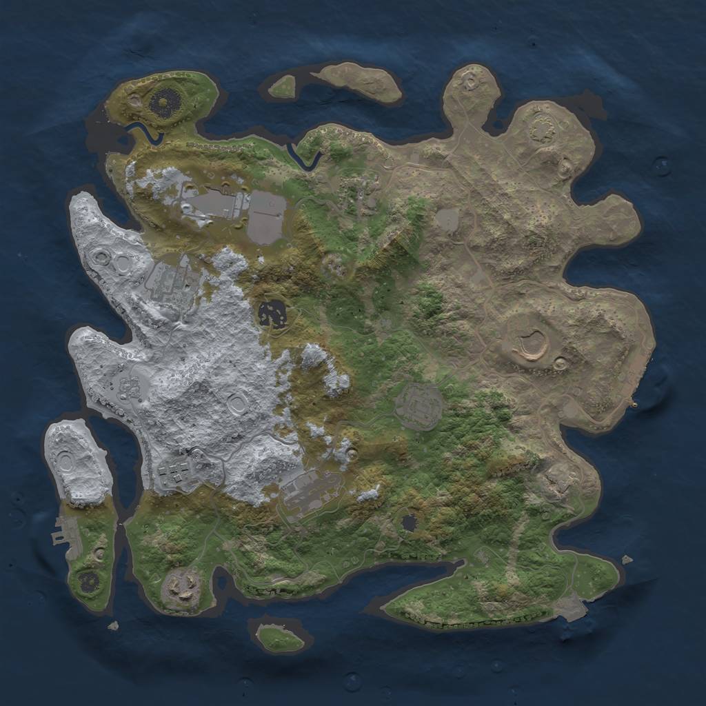 Rust Map: Procedural Map, Size: 3500, Seed: 483770067, 16 Monuments