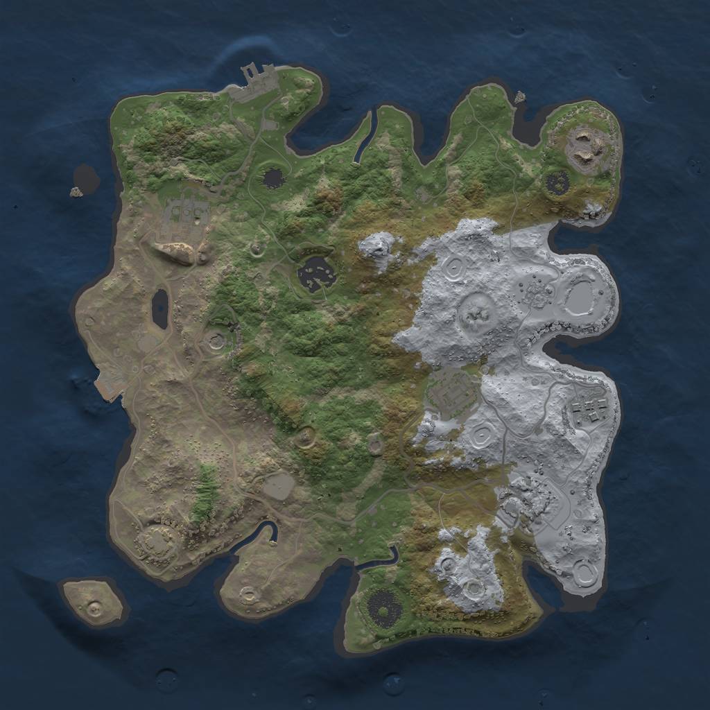 Rust Map: Procedural Map, Size: 3000, Seed: 905910503, 13 Monuments