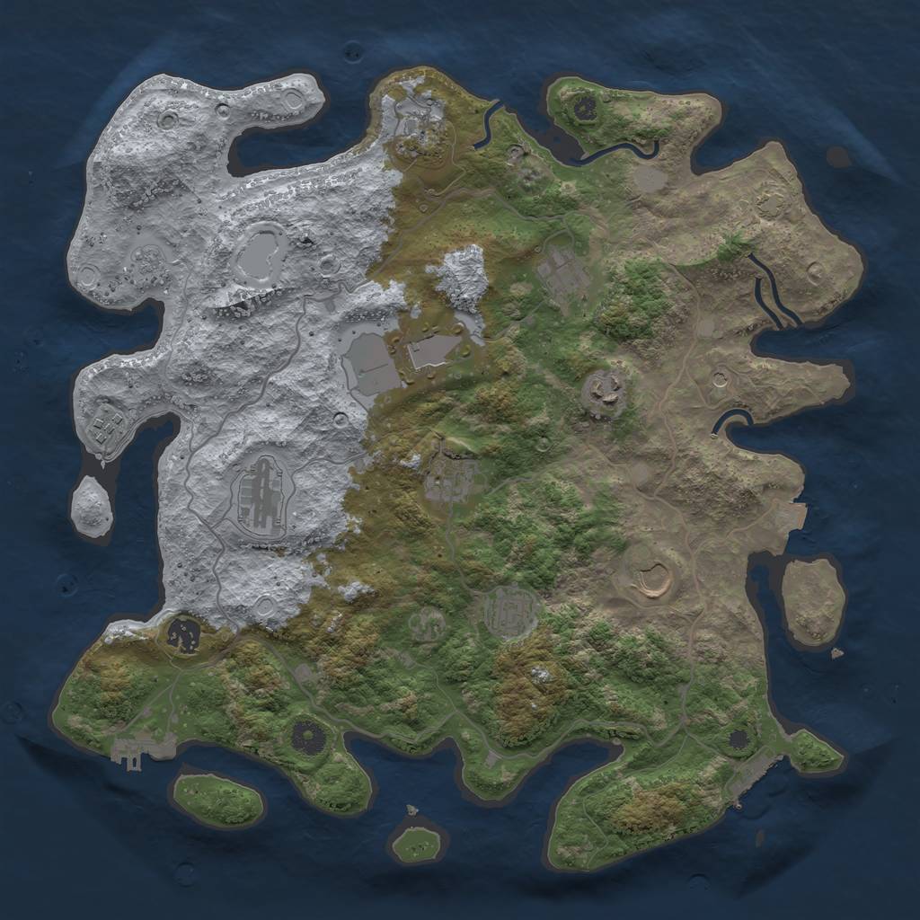 Rust Map: Procedural Map, Size: 4000, Seed: 703348179, 18 Monuments