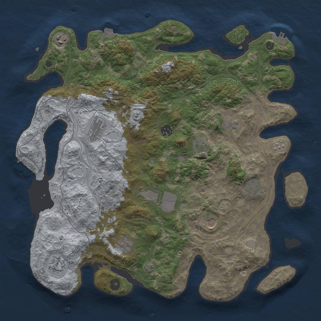 Rust Map: Procedural Map, Size: 4250, Seed: 777792648, 19 Monuments