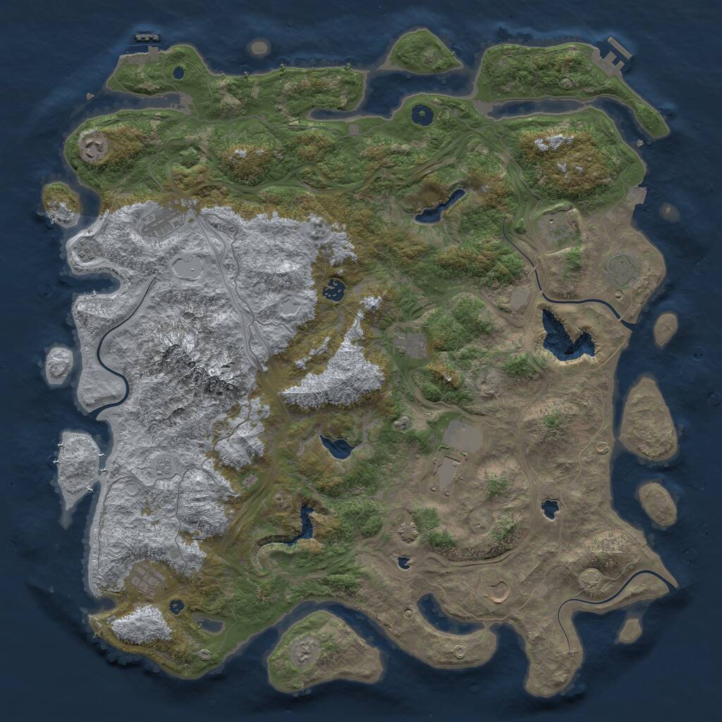 Rust Map: Procedural Map, Size: 5000, Seed: 1328205394, 16 Monuments