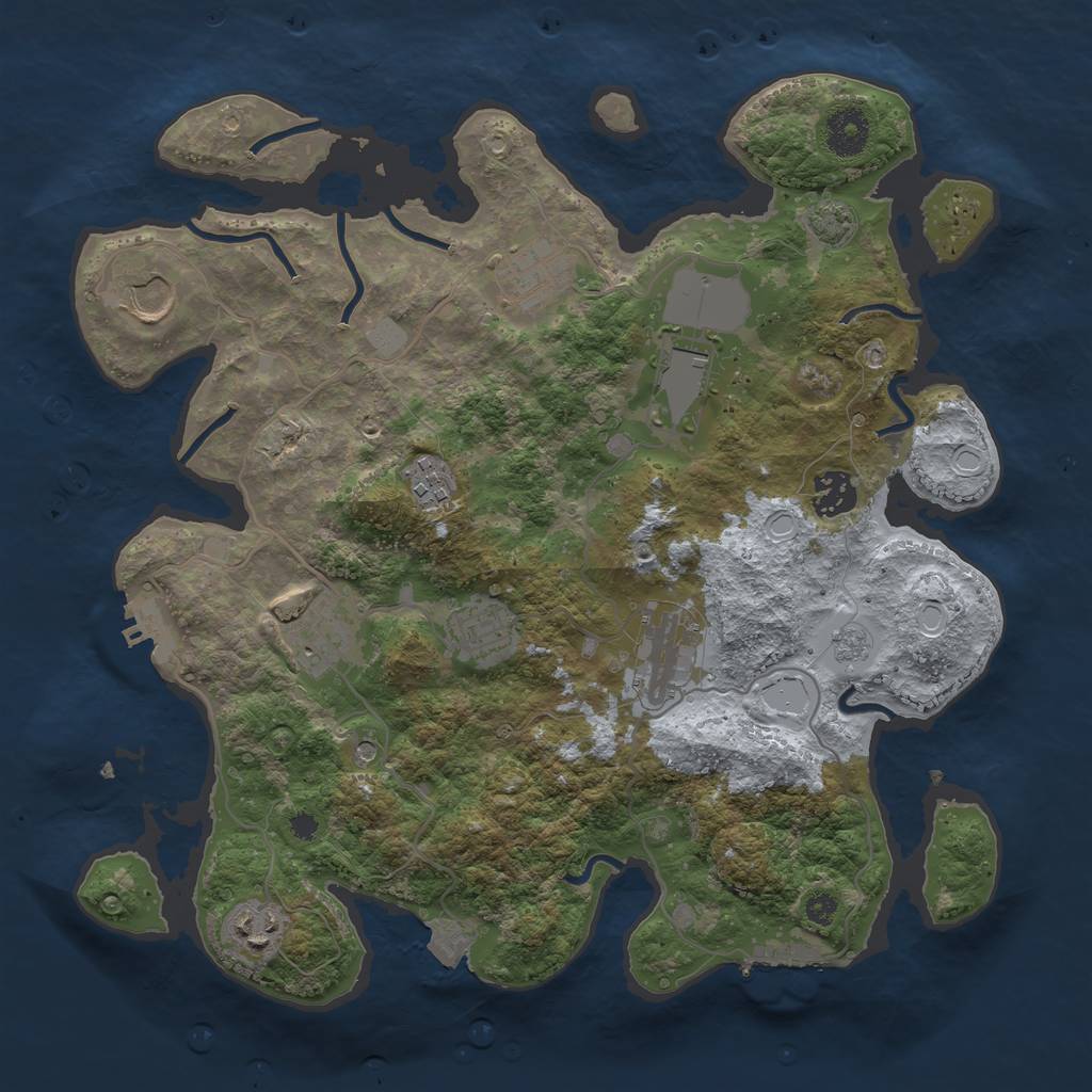 Rust Map: Procedural Map, Size: 3500, Seed: 719857663, 17 Monuments