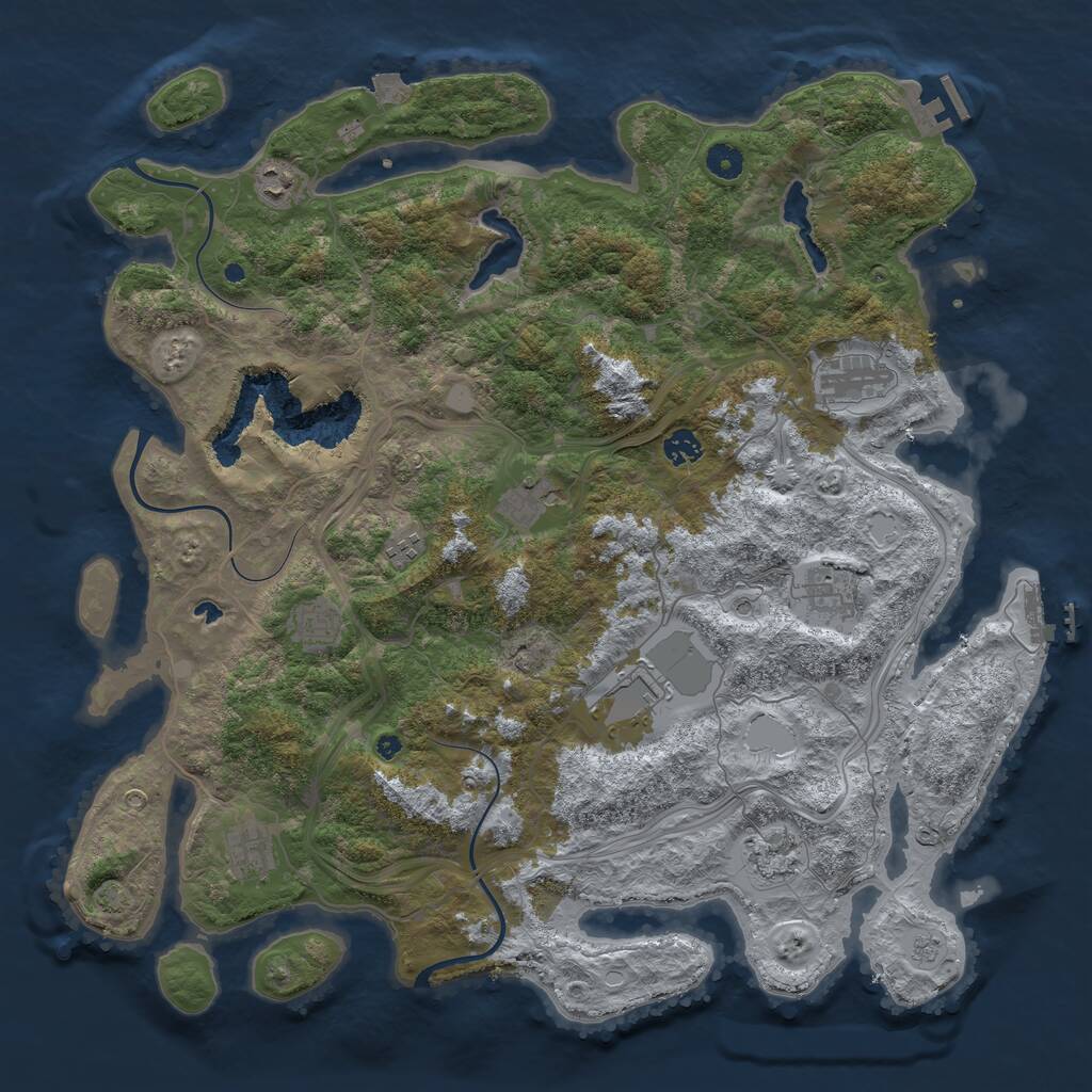 Rust Map: Procedural Map, Size: 4500, Seed: 470851982, 16 Monuments