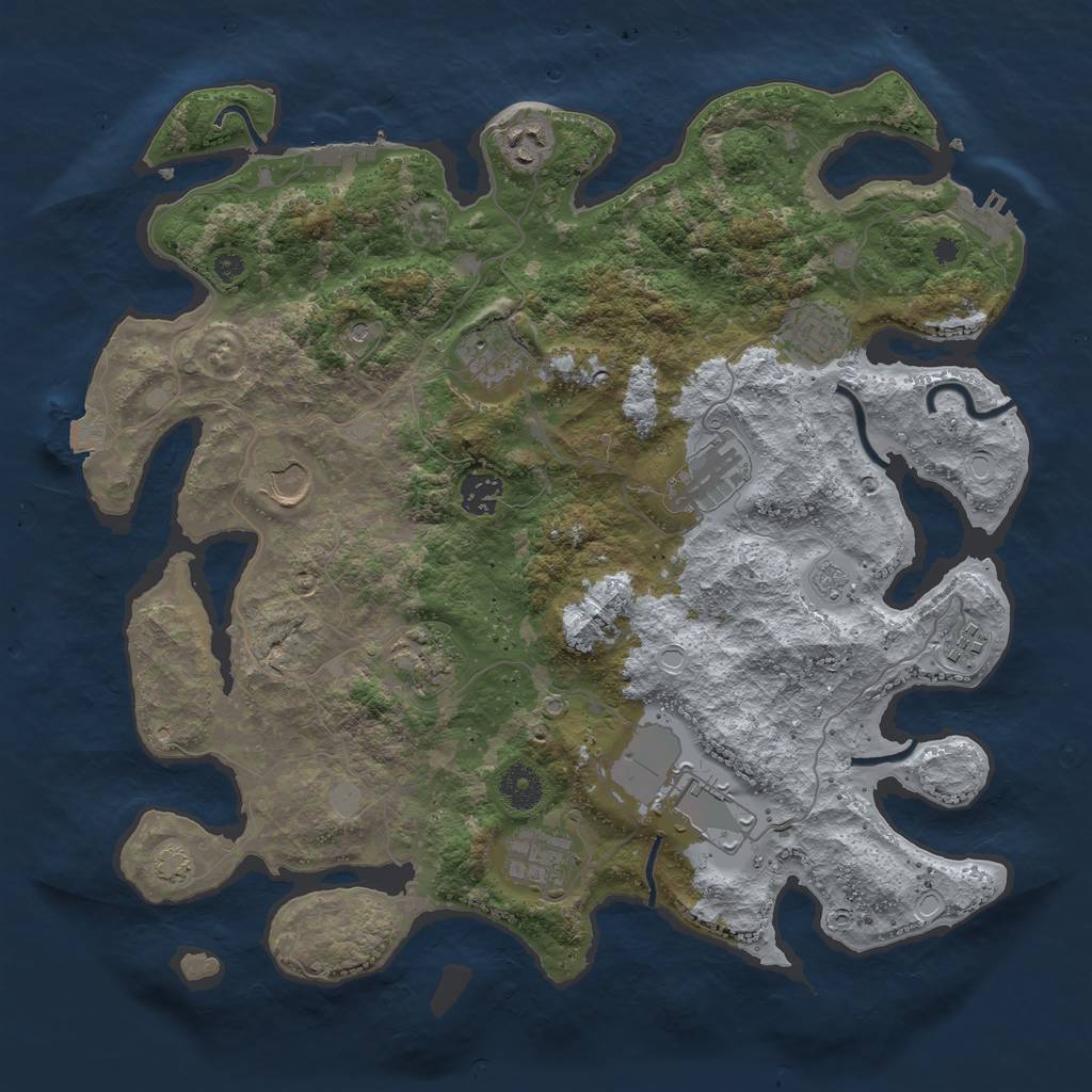 Rust Map: Procedural Map, Size: 3800, Seed: 7902086, 18 Monuments