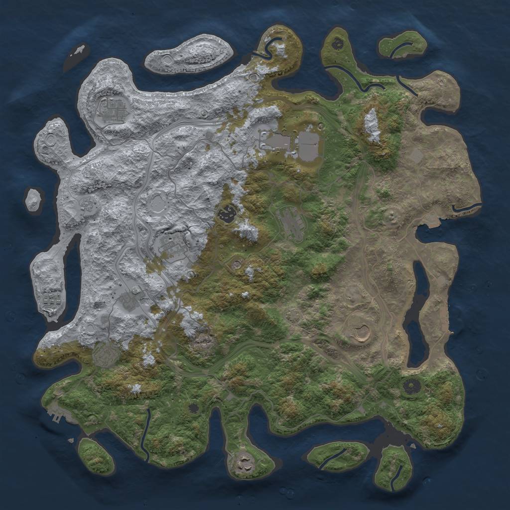 Rust Map: Procedural Map, Size: 4500, Seed: 17364471, 18 Monuments
